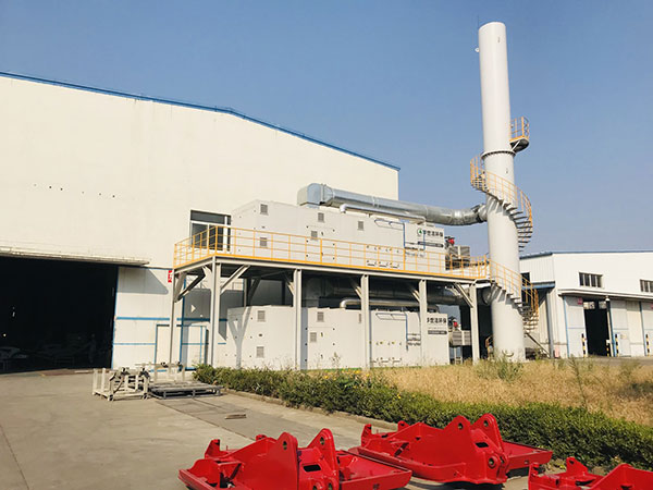 中国の青島工場に導入したVOC焼却処理設備写真